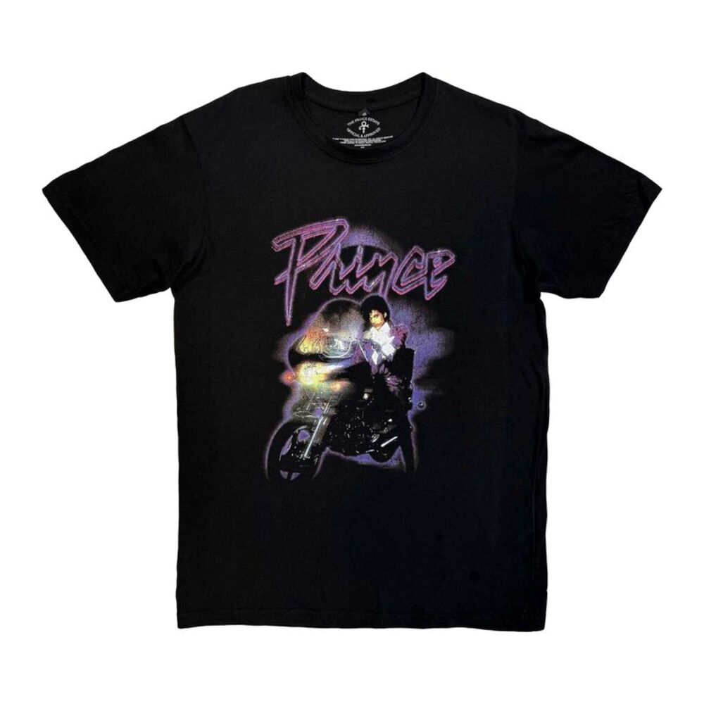 Prince Unisex Adult Purple Rain Logo Outline T-Shirt / Black